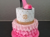 21st birthday cake with icing shoe